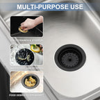 ZM Kitchen Sink Stainless Steel Deep Locking Basket Strainer with Drain Assembly,Black, 3-1/2 Inch Sink Drain Stopper Plug