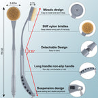 Back Brush Long Handle for Shower, 20.5” Back Bath Brush for Shower, Back Scrubber, Exfoliation and Improved Skin Health for Elderly with Limited Arm Movement, Disabled, Pregnant Women