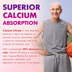 2 Pack Calcium Citrate Gummies 1000mg w/Vitamin D3, High Absorption Calcium Gummies for Women & Men, Plus Magnesium, Potassium, Zinc for Muscle & Immune Support, Raspberry Flavor, 120 Count