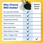 Scrub Daddy BBQ Daddy Grill Brush for Outdoor Grill - Bristle Free Grill Brush with Steel Grill Scraper + Scrub Brush - Temperature Controlled Scrubbing Power for Grill Cleaning (1 Count)