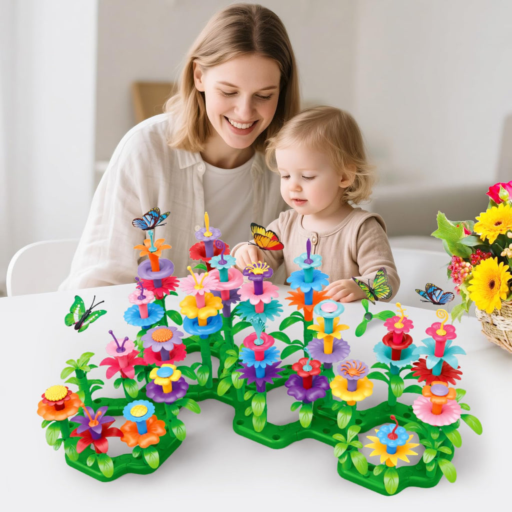 SpringFlower Toys for Girls 3 4 5 6 7 Years Old, Flower Garden Building Kit with Storage case,Educational STEM Toy and Preschool Garden Play Set for Toddlers, for Kids,148pcs