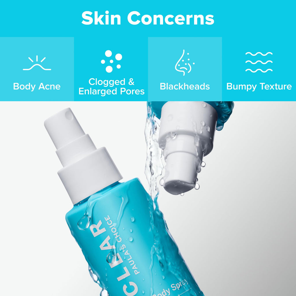 Paula's Choice CLEAR Exfoliating Back & Body Acne Spray, Bacne Spray with 2% BHA Salicylic Acid Back Acne Treatment for Clogged Pores, Blackheads & Breakouts, Alcohol-Free, Fragrance-Free, 4 Fl Oz