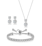 3-Piece Cubic Zirconia Wedding Jewelry Set for Women Bride Bridesmaid Gift