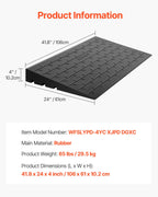 VEVOR 4" Rise Rubber Threshold Ramp, 3 Channels Cord Cover Door Ramp, No-Slip Surface, 2200 Lbs Load Capacity Rubber Ramp for for Home Doorways Driveways Curb Home Steps, 41.8" L x 24" W x 4" H