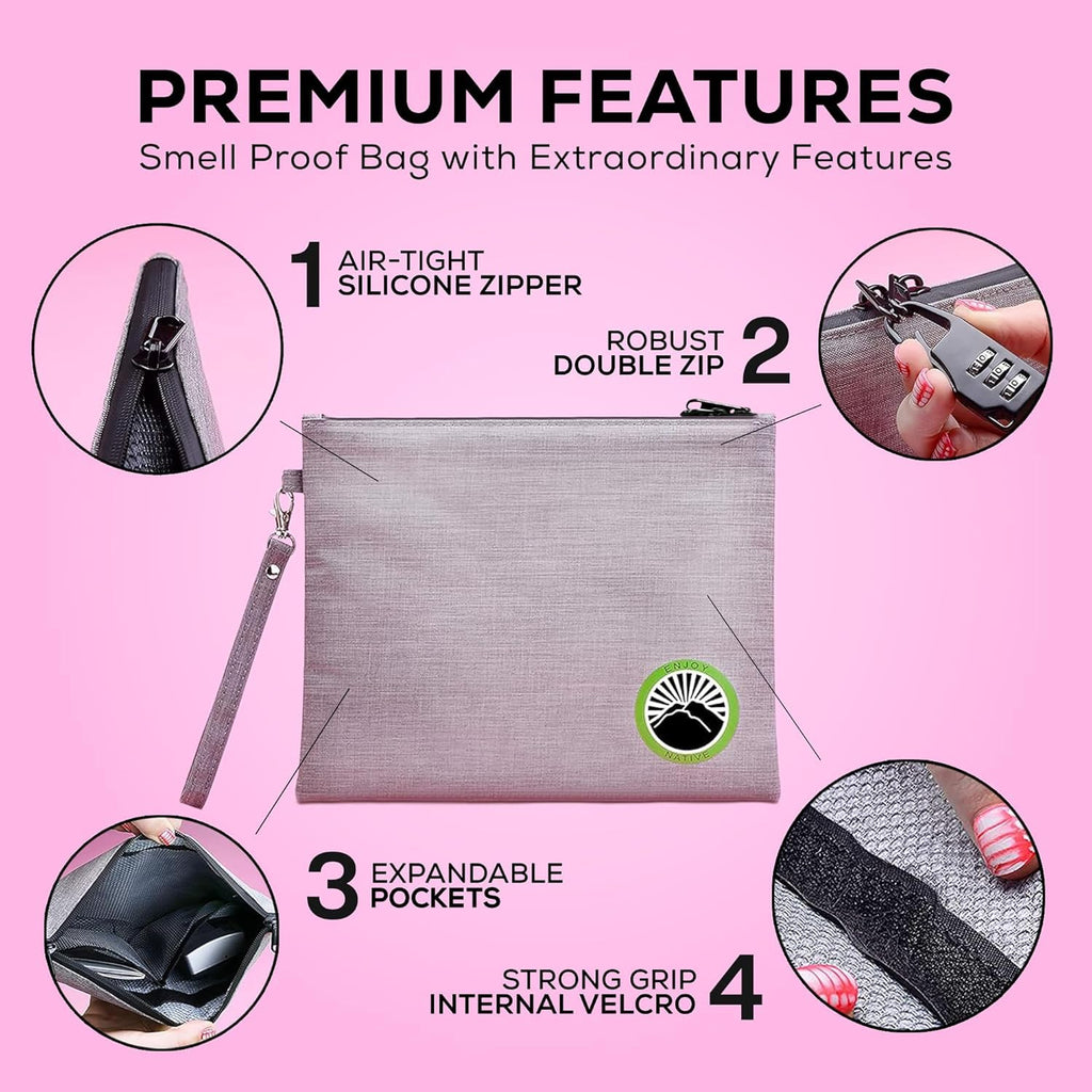 Large and Small Smell Proof Bag Combo, Smell Proof Container, Dog Tested Odor resistant Bag, Best Zipper Odor sealing Pouch Herbs, coffee & Travel Medicine Bag, Scent resistent Containers