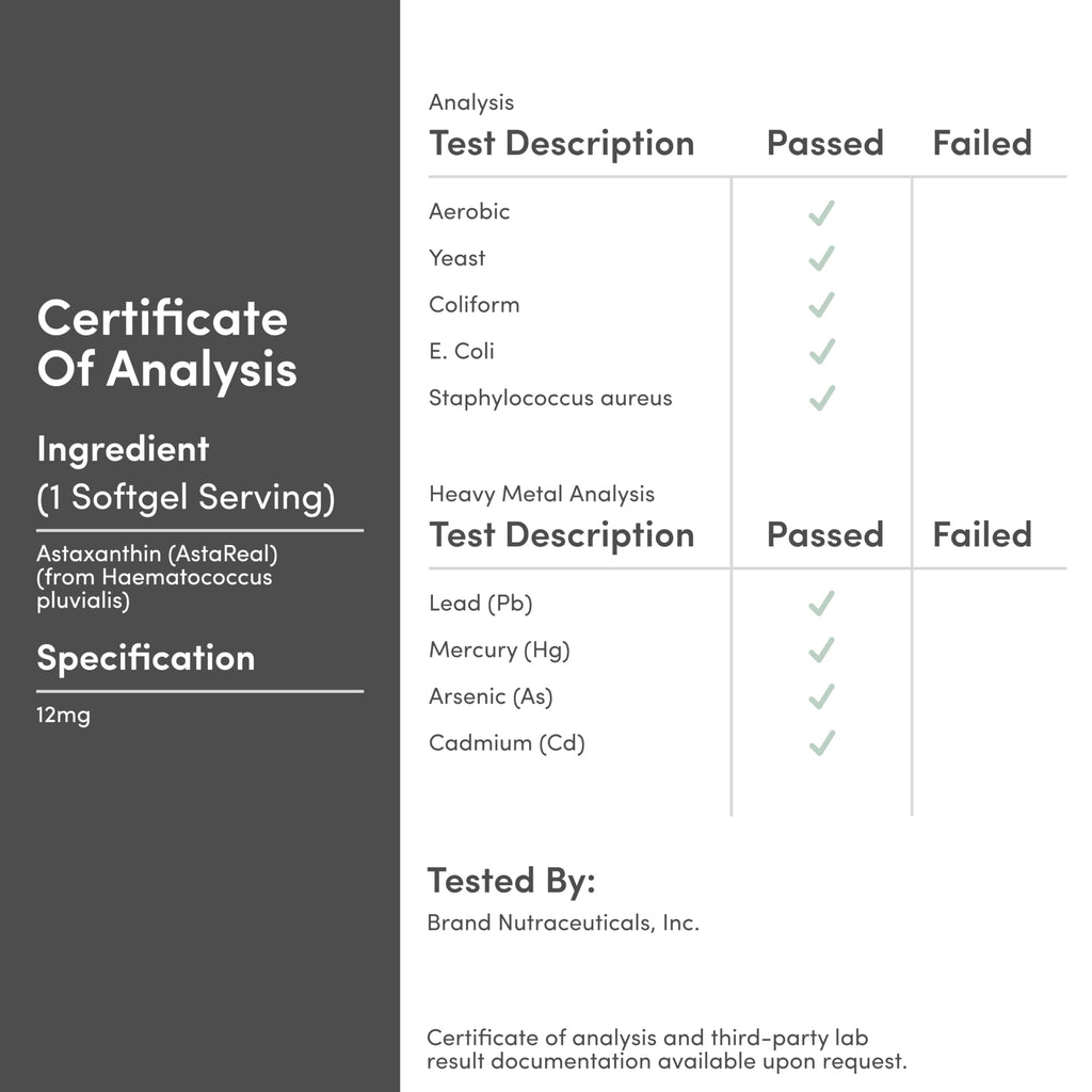Astaxanthin 12mg Max Strength (Only Patented Astaxanthin (Astrareal) with 70+ Human Clinical Trials - World's Most Studied Brand) Grown, Harvested, and Made in The USA (Astaxantina) by Double Wood