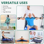 Abiarst Stretching Strap Yoga Straps for Physical Therapy, 10 Loops Non-Elastic Stretch Band for Pilates, Flexibility, Exercise and Gymnastics (2-Pack (Black+Green))