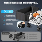 48" XL Collapsible Wagon Cart, 560 lbs Capacity Heavy Duty Folding Wagon with 7" All-Terrain Wheels, Foldable Utility Wagon for Camping, Garden, Shopping, Sports & Moving