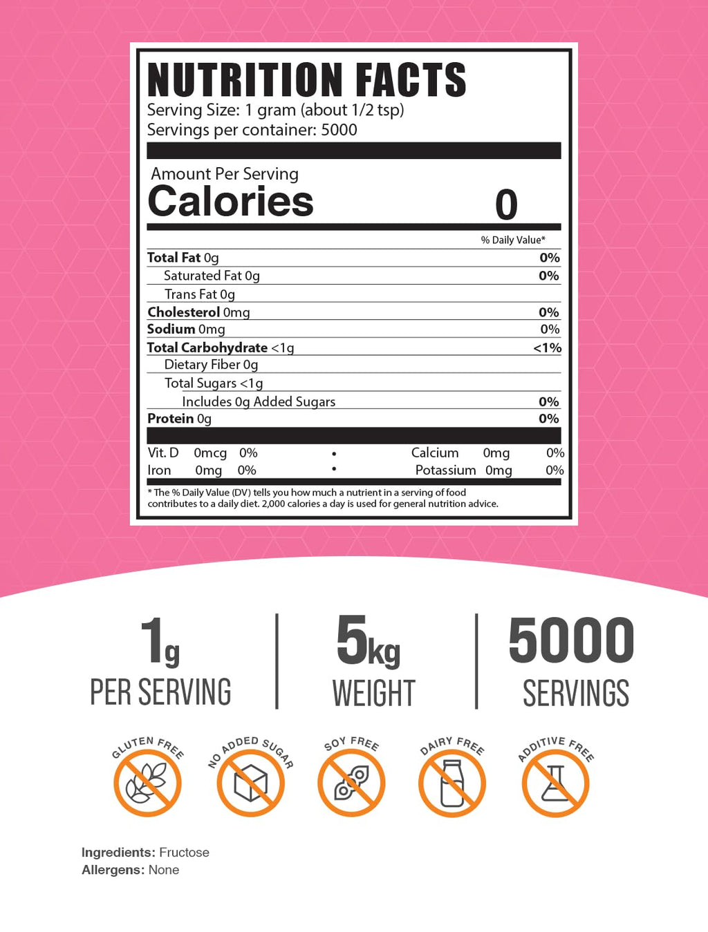 BulkSupplements.com Fructose Powder - Granulated Sugar Powder - Pure Cane Sugar Substitute - Powdered Sugar Alternative - Sugar Substitute for Baking (5 Kilograms - 11 lbs)
