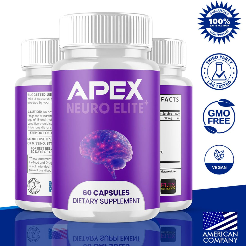 (5 Pack) Apex Neuro Elite Capsules, Apex Neuro Elite Brain Support Pills with Natural Ingredients, Advanced Formula ApexNeuro Maximum Strength Health & Wellness Vitamin for Women & Men (300 Capsules)