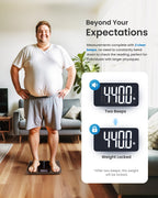 RENPHO Large Platform Weighing Scales for Body Weight, 550lb/250kg Bathroom Scales Large Display, Digital Scales with High Accurate, Weight Loss Tracking, 33x30cm, Core 1L