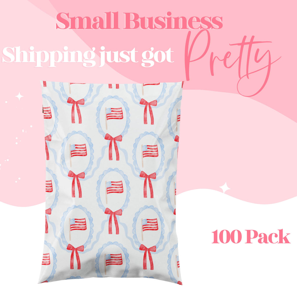 Pretty Package Store Poly Mailers 6x9, American Flag, 100 Pack