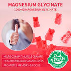 180 CT Magnesium Glycinate Gummies 1000mg - Sugar Free Magnesium Potassium Supplement with Vitamin D, B6, CoQ10 for Calm Mood & Sleep Support - 180 Raspberry Gummies