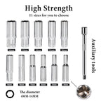 Egofine 13PCS 1/4" Drive Deep Socket Set,Metric(4-14MM),6-Point, Cr-V Steel