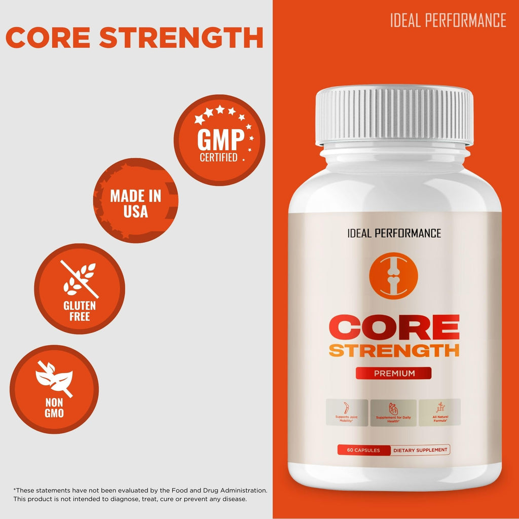 Core Strength Supplement Pills, Core Strength Capsules - All Natural Formula to Fortify Bones, Movement & Bolster Flexibility, CoreStrength Premium Health & Wellness Support Reviews (60 Capsules)