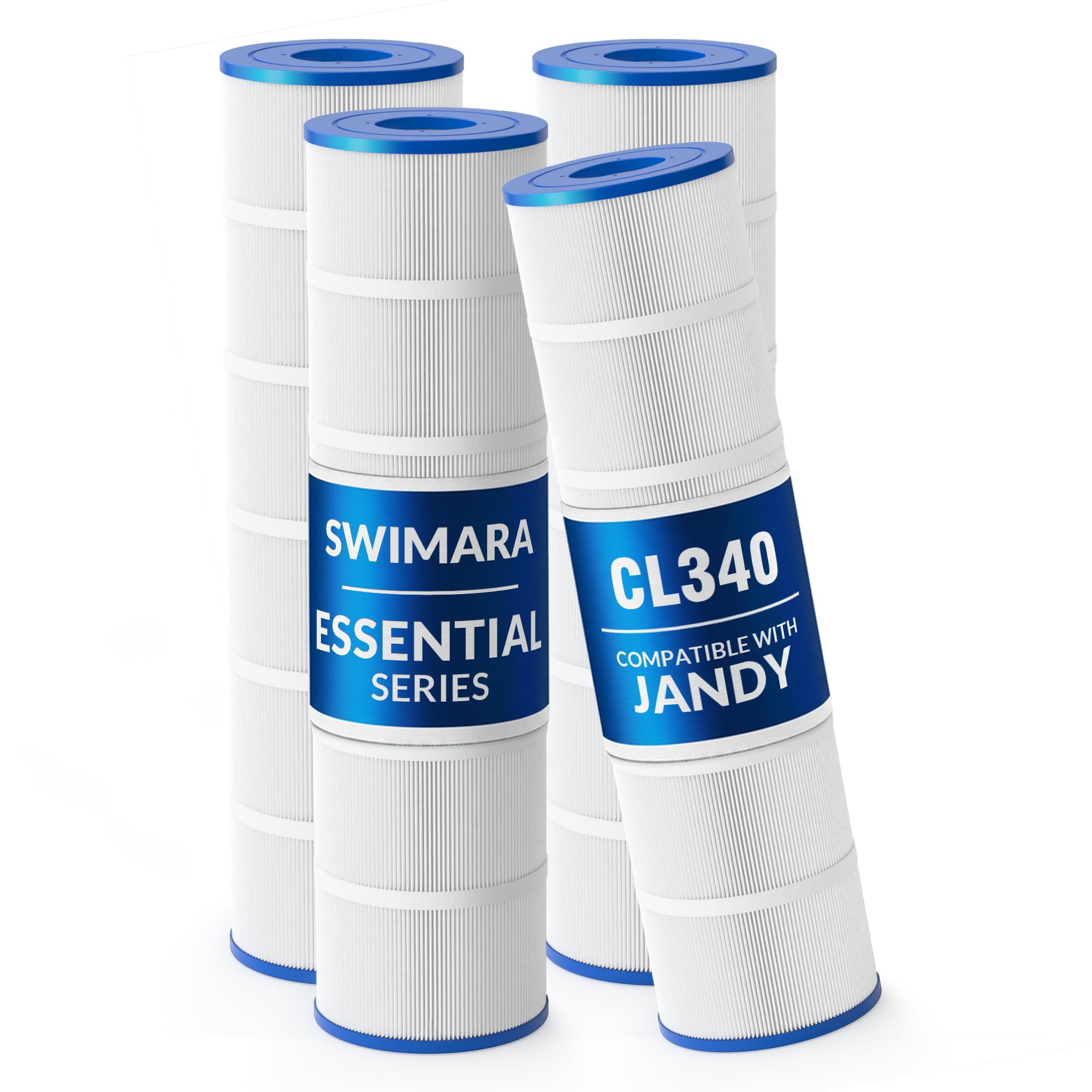 Swimara Pool Filter Cartridge for Jandy Systems, Essential Series, CL340 CV340, Replacement for R0554500 PJAN85, Cylindrical Fabric, 340 Sq. Ft., 4-Pack