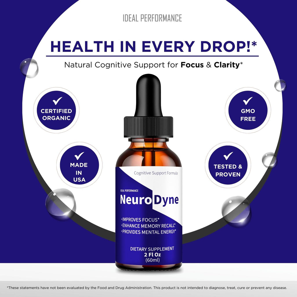 Neurodyne Drops, Official Neurodyne Brain Health Supplement Droppers - Maximum Strength, Advanced Nootropic Drops Support, All Natural Neuro Dyne Cognitive Health & Function Reviews (2 Pack)