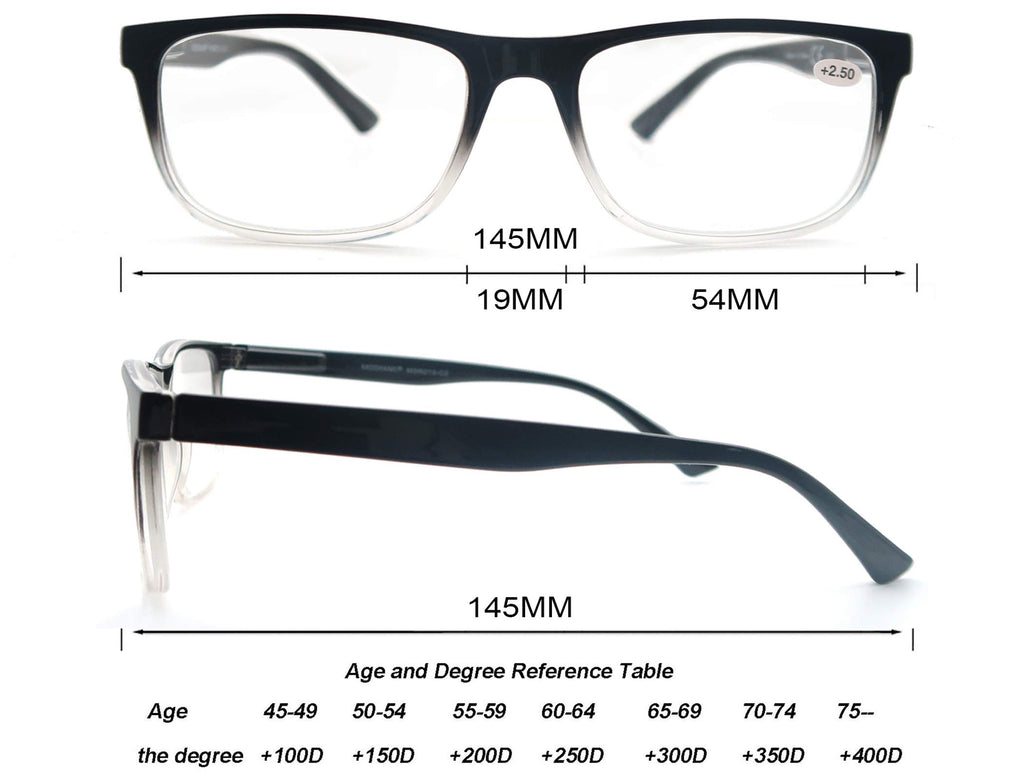 OLOMEE Reading Glasses Men Blue Light Blocking Large Oversized Wide Readers +1.50 Matte Square Cheaters W/Big Head/Large Face