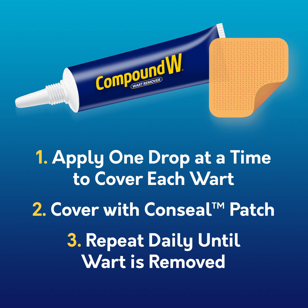Compound W Maximum Strength Wart Remover Gel & ConSeal Patches with Salicylic Acid, Discreetly Treats Common & Plantar Warts, 0.25 Ounce Gel & 12 Waterproof Patches