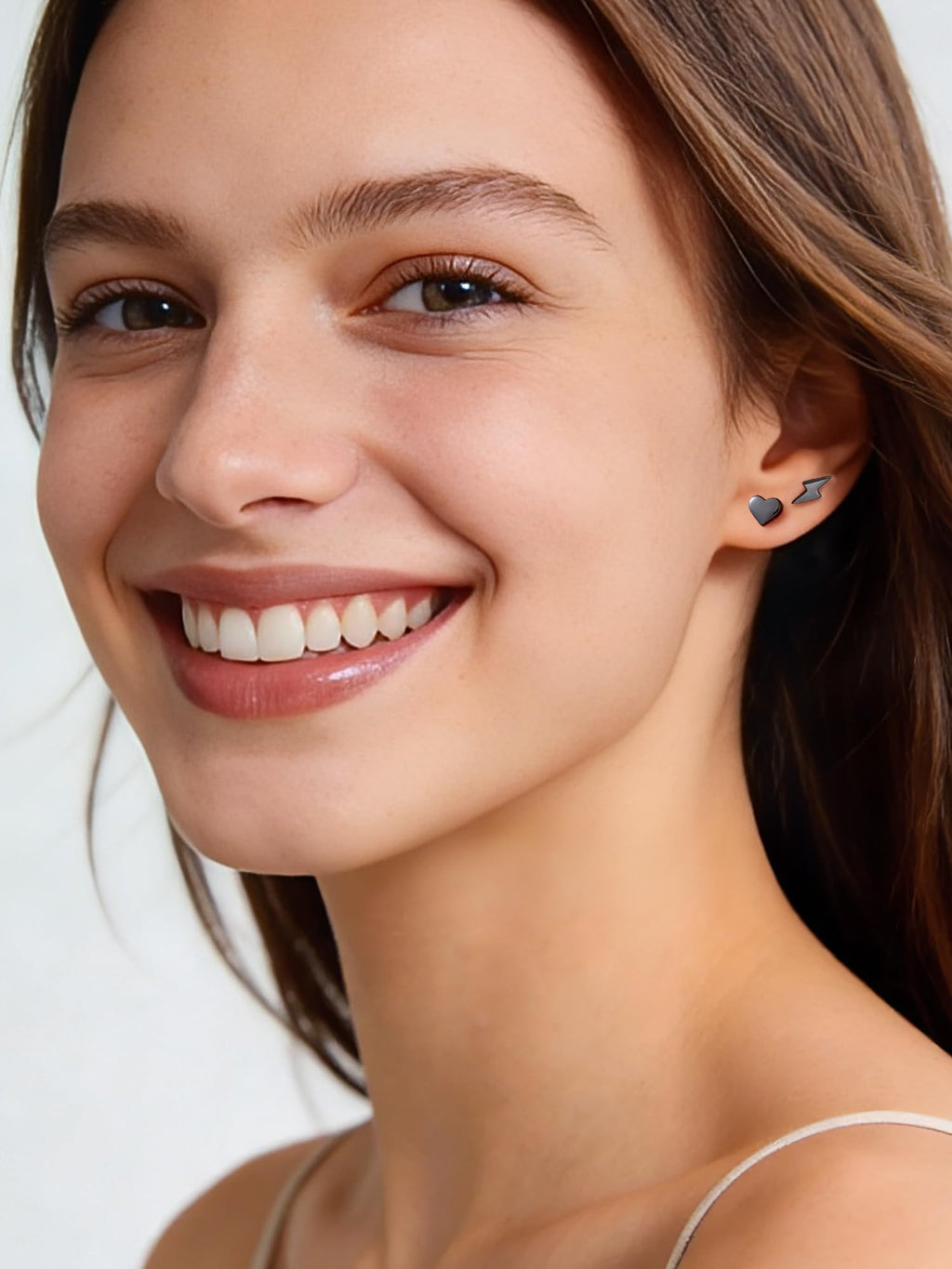 ChicSilver Black Heart Earrings for Women Sterling Silver Heart stud Earrings Hypoallergenic Black Earring 7MM
