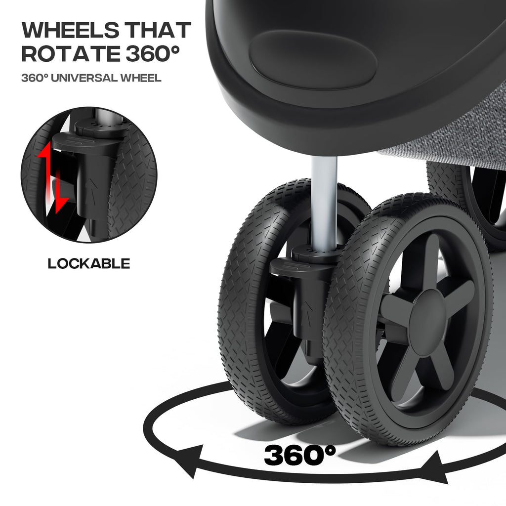 Pet Stroller for Small Dogs 10 lbs, Dog Stroller for Medium Dogs 30 lbs, Cat Strollers for 2 Cats, 3 Wheels Foldable Jogger Puppy Stroller with Storage Basket and Cup Holder, Grey