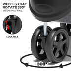Pet Stroller for Small Dogs 10 lbs, Dog Stroller for Medium Dogs 30 lbs, Cat Strollers for 2 Cats, 3 Wheels Foldable Jogger Puppy Stroller with Storage Basket and Cup Holder, Grey
