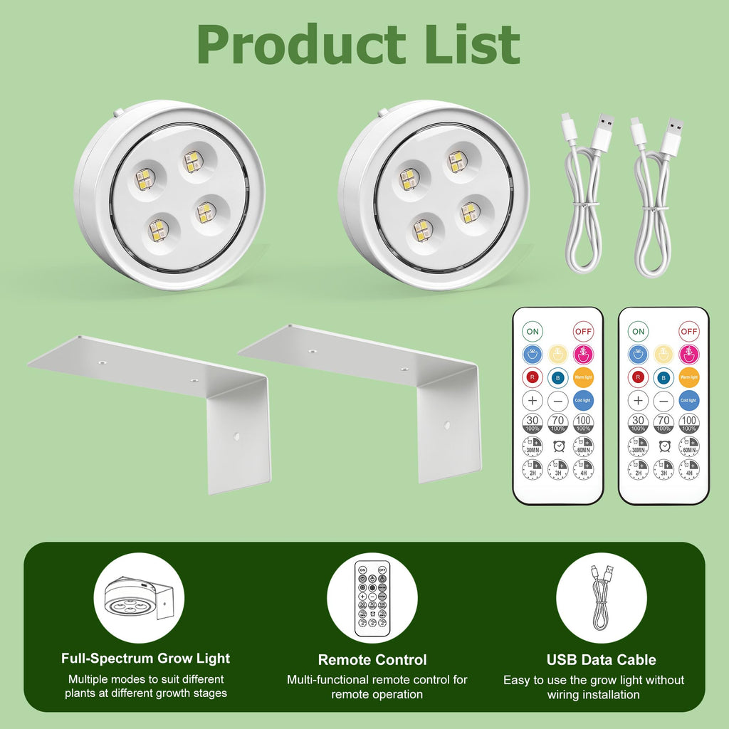 Rechargeable Battery Grow Light, Full Spectrum Indoor Cordless Plant Light
