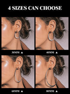 Richsteel Silver 40MM Hammerd Hoop Earrings for Women