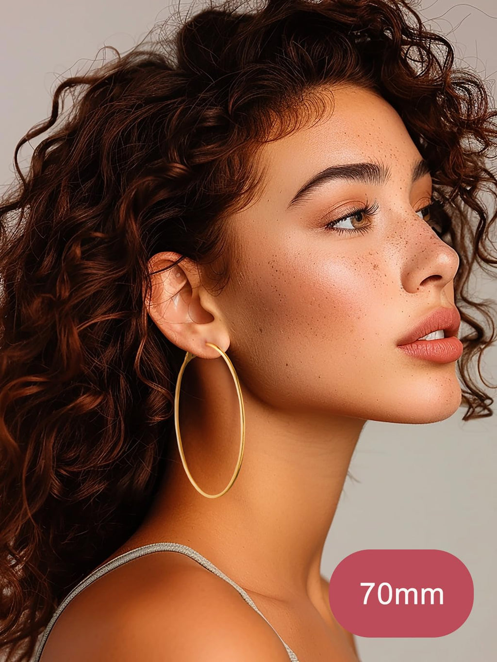 FOCALOOK Large Gold Hoop Earrings for Women 70mm 14K Gold Plated Earrings