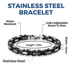 Printed Art Therapy To My Son Bracelet from Mom and Dad, I Love You Gift, Mother & Father Son Bracelet, Sentimental Gifts from Parents, Graduation Gift for Him (Silver/Black)