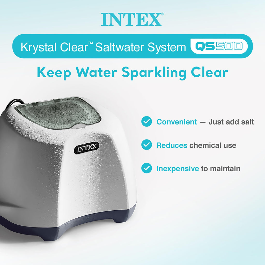 INTEX Krystal Clear Saltwater Pool Chlorine System for Above Ground Pools up to 7,000 Gallons, Pool Cleaner with Automatic Timer and Self Cleaning