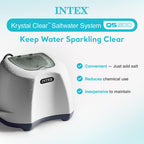 INTEX Krystal Clear Saltwater Pool Chlorine System for Above Ground Pools up to 7,000 Gallons, Pool Cleaner with Automatic Timer and Self Cleaning