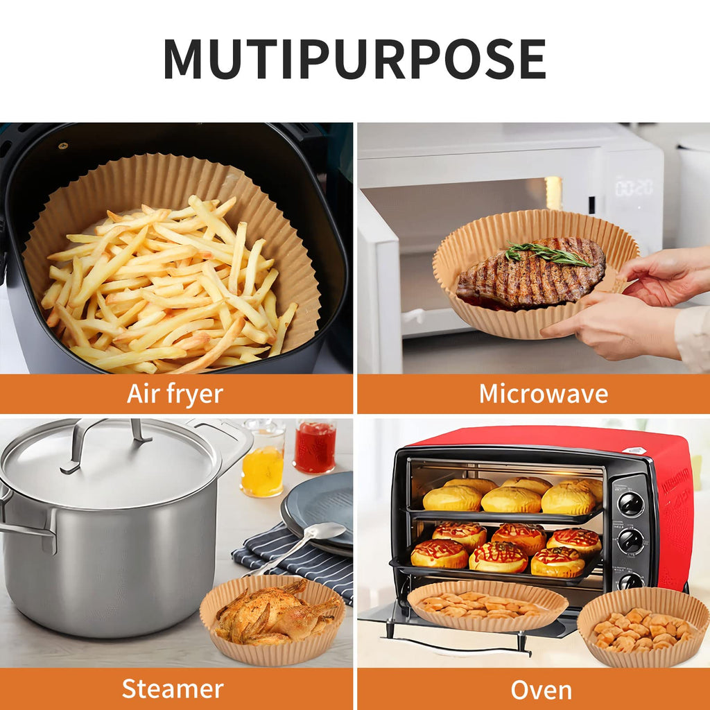 Air Fryer Disposable Paper Liner, 100PCS 7.9 Inch Air Fryer Liners Round, Parchment Paper Non-stick Oil-proof Water-proof