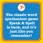 Playmonster Speak & Spell Electronic Game - Educational Learning Toy, Spelling Games, 80s Retro Handheld Arcade, Autism Toys, Activity for Boys, Girls, Toddler, Ages 7+