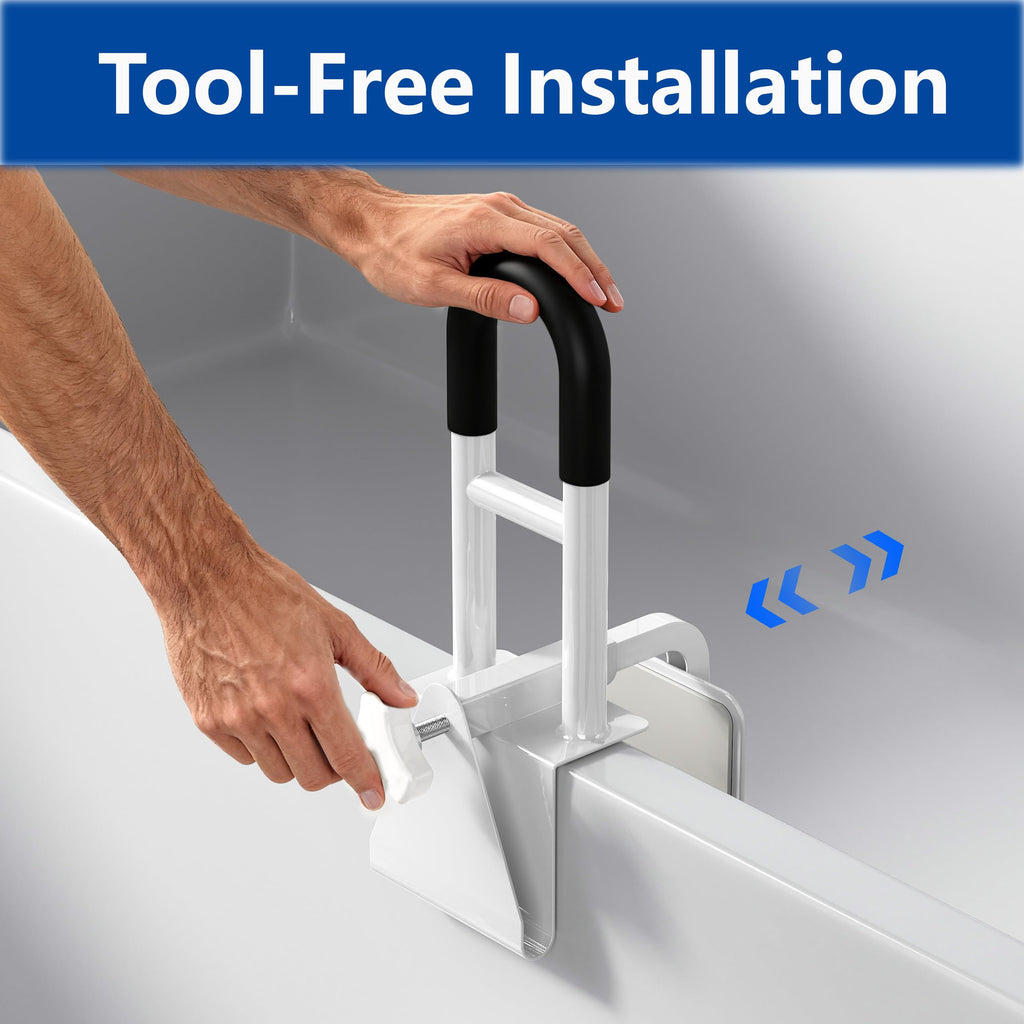 Bathtub Safety Rail, Bathtub Handle Grab Bar with Non-Slip Grip for Seniors, Elderly, Fits 3.1 to 6.7 Inch Tub Walls, Supports 300 lbs