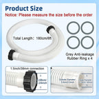 Conderyang 2 Pack 1 1/2 Pool Hose for Above Ground Pool 6ft Pump Replacement Hoses 1.5" EVA Heavy Duty Swimming Pool Hose for Above Ground, Filter Pumps, Saltwater Systems and Sand Filters (White)
