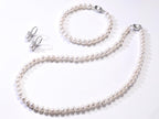 Freshwater Pearl Necklace Set Includes Bracelet and Earrings Genuine Pearl Set Jewelry for Women 925 Sterling Silver Pearl Jewelry for Mother's Day, Anniversary, Birthday, Valentine's Day, Wedding