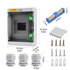 Mollom 5 Way HA Series Power Distribution Box with Bus Bars and Din Rail for Miniature Circuit Breaker MCB,Waterproof IP66,Solar Power Distribution Panel for Indoor and Outdoor Use