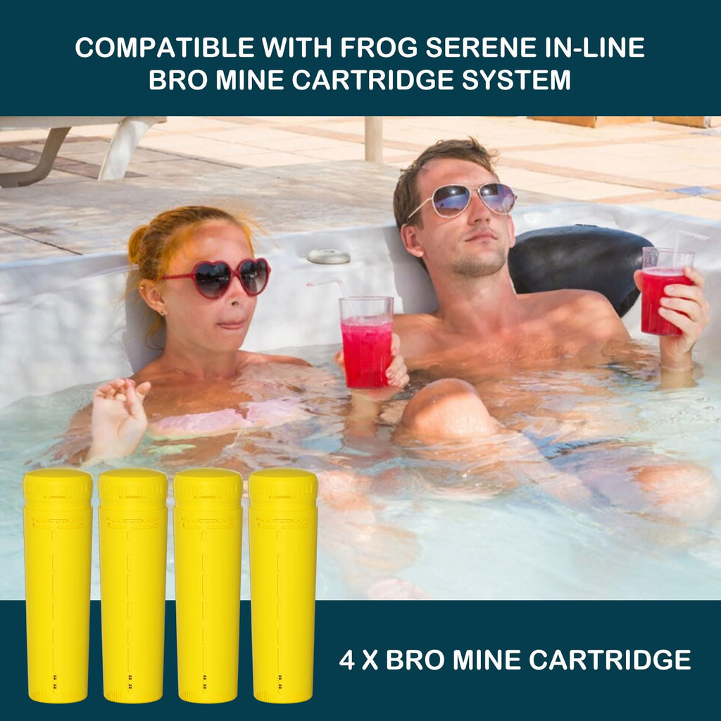 Nayoku Replacement Bromine Cartridges Compatible with Hot Tub Frog Serene Floating System for up to 600 Gallons (4 Pack)