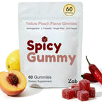 ZAB Spicy Gummies Cubes Ashwagandha 45mg with L-Theanine & Caffeine – Energy, Calm & Mood Support Gummies for Couples – Vegan Yellow Peach Flavor, 60 Count