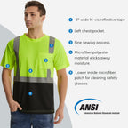 SKSAFETY High Visibility Classic T-Shirts Quick Dry Class 2 Safety Shirts for Men＆Women, Quick Dry Reflective Short Sleeve Breathable Birdeyes T-Shirt with Pocket for Construction work. XL