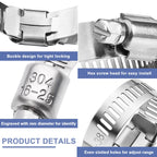 Hose Clamp- Qibaok 120 PCS Stainless Steel Hose Clamps Assortment Kit 1/4''–1-1/2'' Worm Gear Clamps for Fuel Line, Plumbing, Automotive, Mechanical Applications, Pipe, Tube, Radiator, Garden