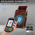 Wallet for Men Wallet with Slim Pop Up Card Holder 9-13 Cards, Bifold Minimalist Smart Wallet RFID Blocking Credit Card Holder with ID Window & Stretchable Cash Slot Compact Metal Aluminum Card Case