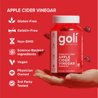 Goli Apple Cider Vinegar Gummies - Worlds First ACV Gummy with Vitamin B12, Beetroot & Pomegranate - Vegan, Non-GMO, Gluten-Free