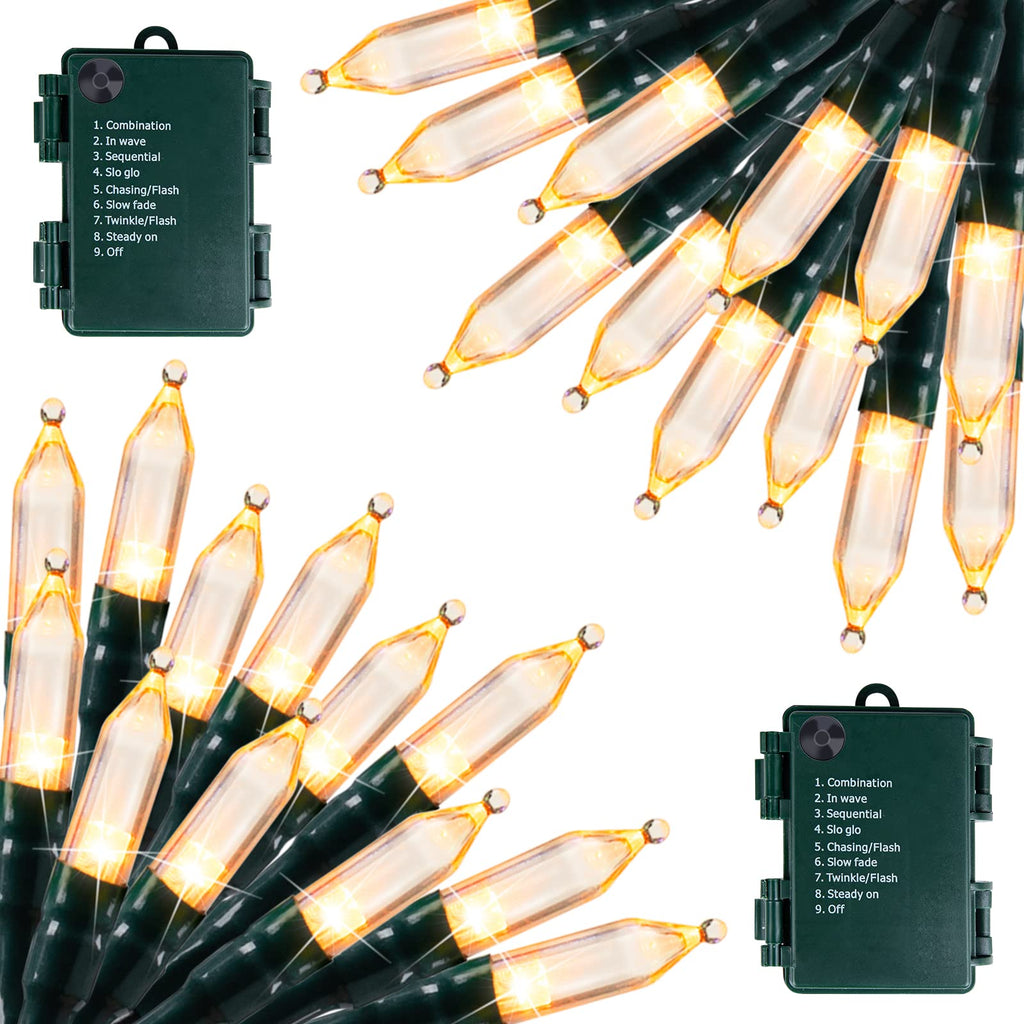Brightown Battery Operated Christmas Lights 2 Pack 18 FT 50 LED Warm White