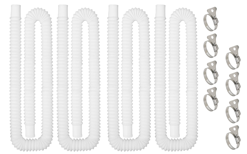 Pool Hoses for Above Ground Pools, 4 Pack 1.25 Inch Pool Filter Pump Hoses, Compatible with Pool Filter Pump 607, 637 With 8 Metal Clamps