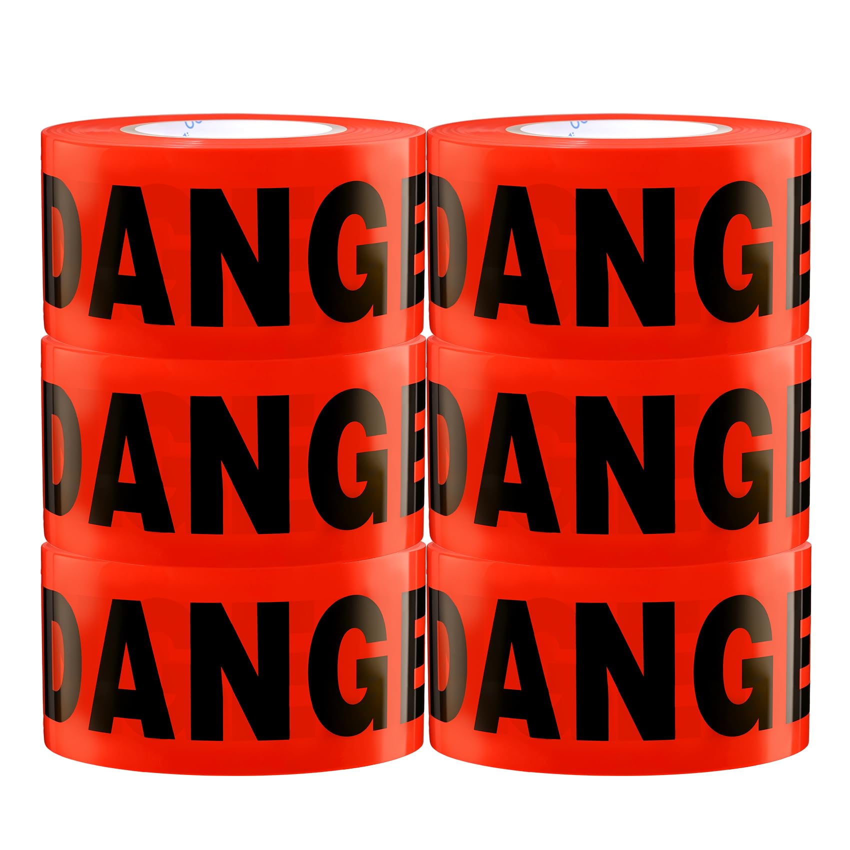 TopSoon Caution Barricade Tape Non-Adhesive Barrier Tape Construction Halloween Party Decoration (6Pack Danger Tape, 1000 Feet)
