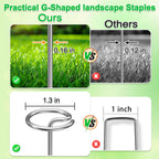 120 Pack 6 Inch 8 Gauge Landscape Staples – G-Shaped Heavy Duty Garden Stakes, 4.0mm Galvanized Ground Anchors, Sharp Beveled Tip for Weed Barrier Fabric, Erosion Control, Artificial Grass & Hard Soil