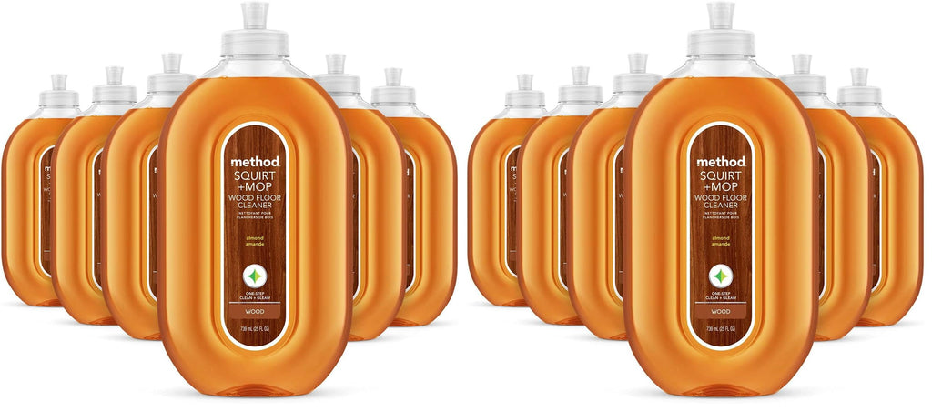Method Hardwood Floor Cleaner, Squirt + Mop Design, Use as Laminate or Sealed Wood Floor Cleaner, Almond Scent, 25 Fl Oz, 12 Pack, Packaging May Vary