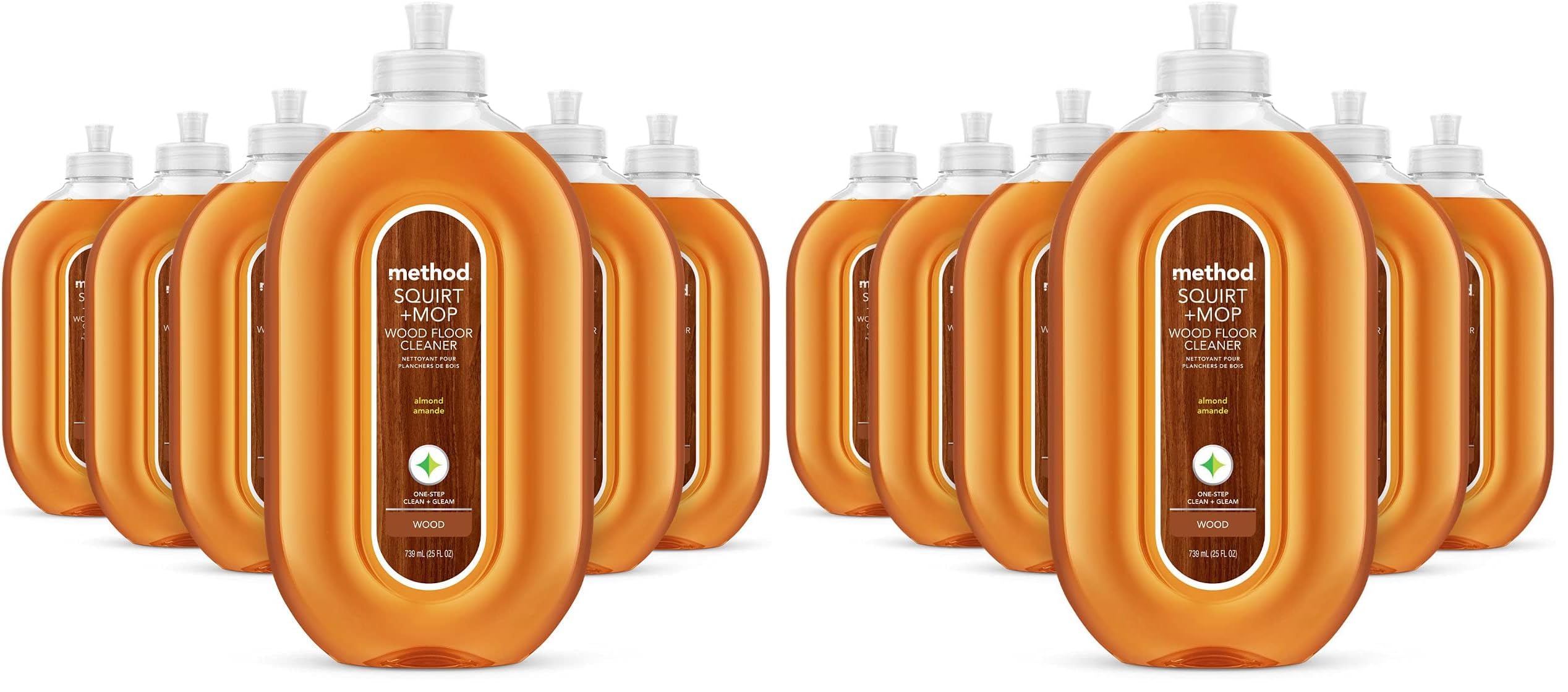 Method Hardwood Floor Cleaner, Squirt + Mop Design, Use as Laminate or Sealed Wood Floor Cleaner, Almond Scent, 25 Fl Oz, 12 Pack, Packaging May Vary